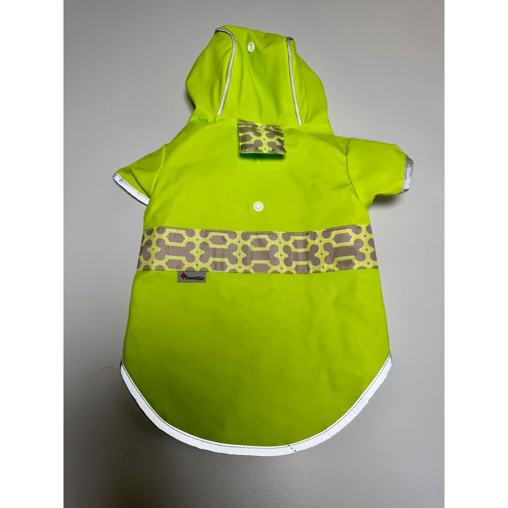 Good2Go Dog Raincoat Neon Lime Green Reflective Hooded Jacket XS